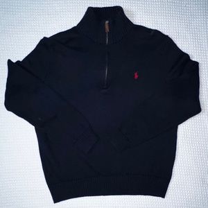 Ralph Lauren Navy Knitted Quarter Zip -- L